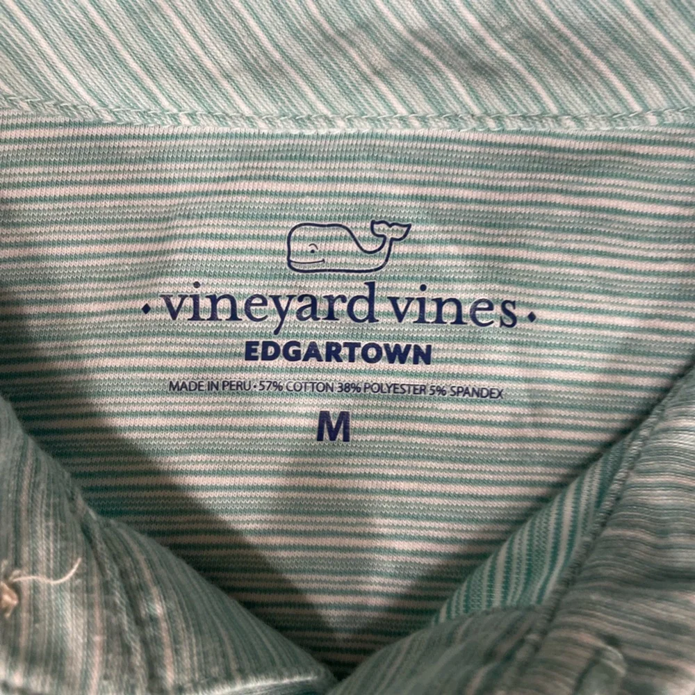 EUC Vineyard Vines Men's “Edgarton” Teal Striped Polo